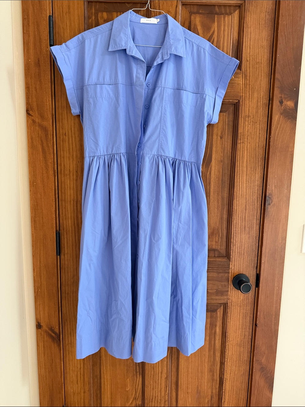 Light Blue Button-Front Casual Shirt Dress